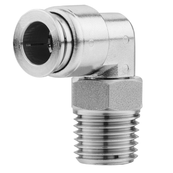 Technifit Fitting, PTC, Stainless, Male Hex Elbow, 1/2" x 1/2" Male NPT SS12-04ML